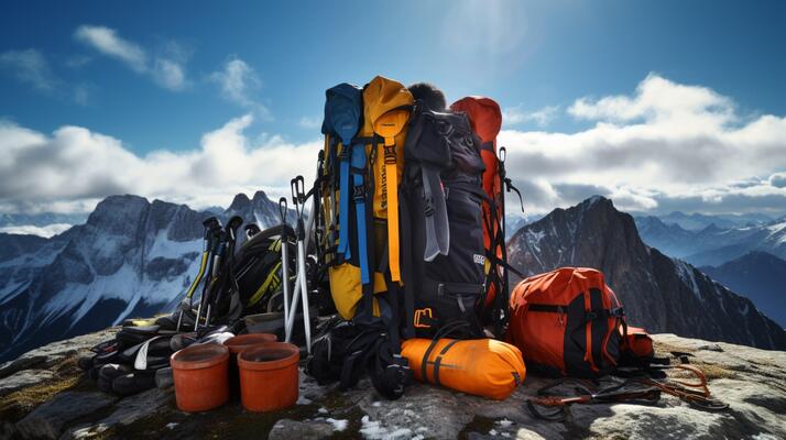 ai generated mountain climbing equipment background free photo
